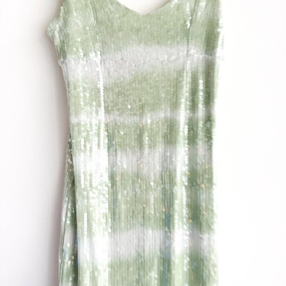 NWT Caroline Constas Dress Midi Slip in Mint Green Ombre Sequins S - Picture 4 of 8